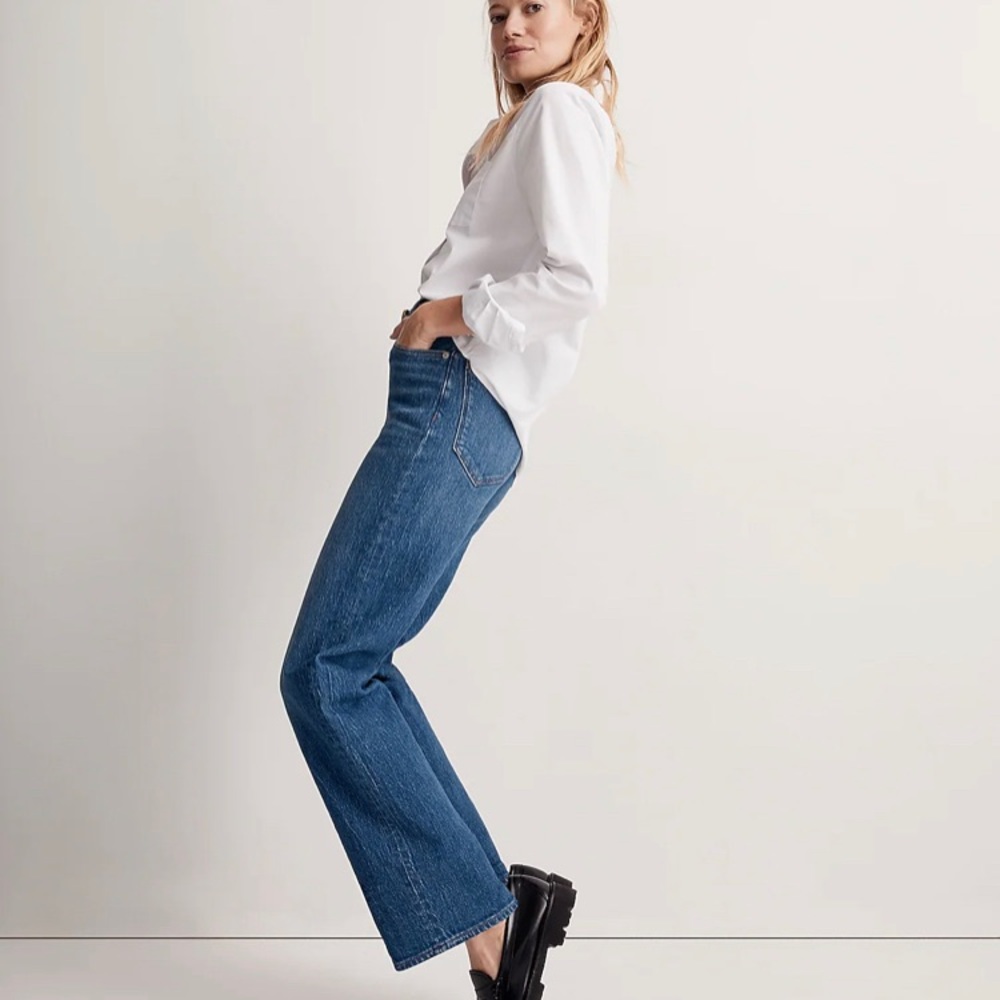 NWT Madewell Petite Perfect Vintage Wide-Leg Jean in Leifland Wash 27p 27